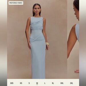 Meshki Henley - slinky drape maxi dress in pale blue